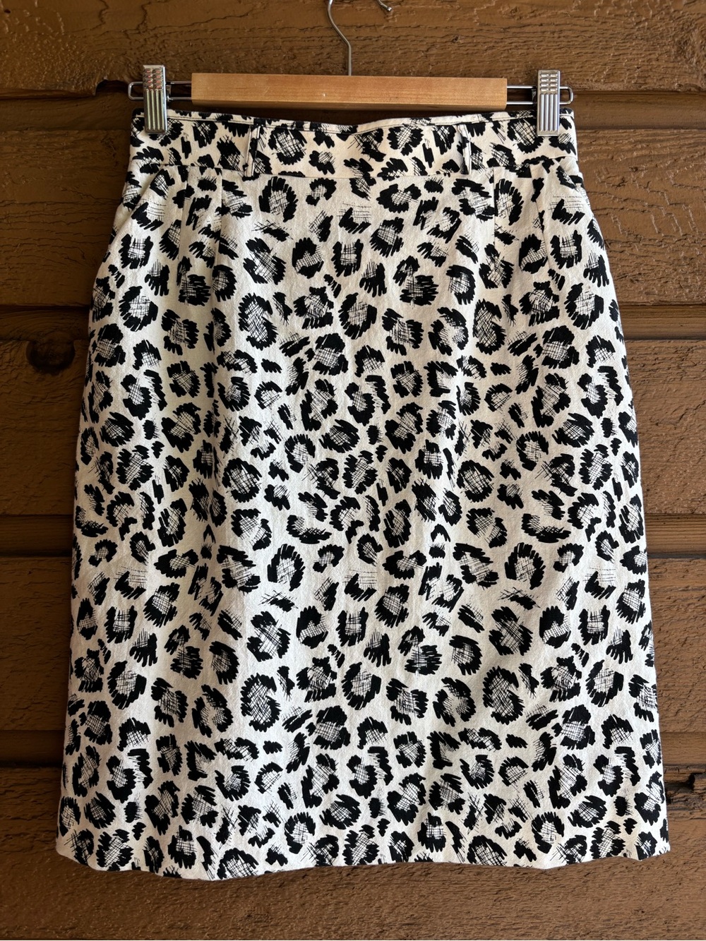 Peter Jensen black and white leopard print high-waisted pencil skir